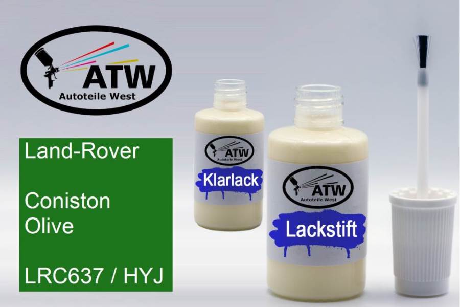 Land-Rover, Coniston Olive, LRC637 / HYJ: 20ml Lackstift + 20ml Klarlack - Set, von ATW Autoteile West.